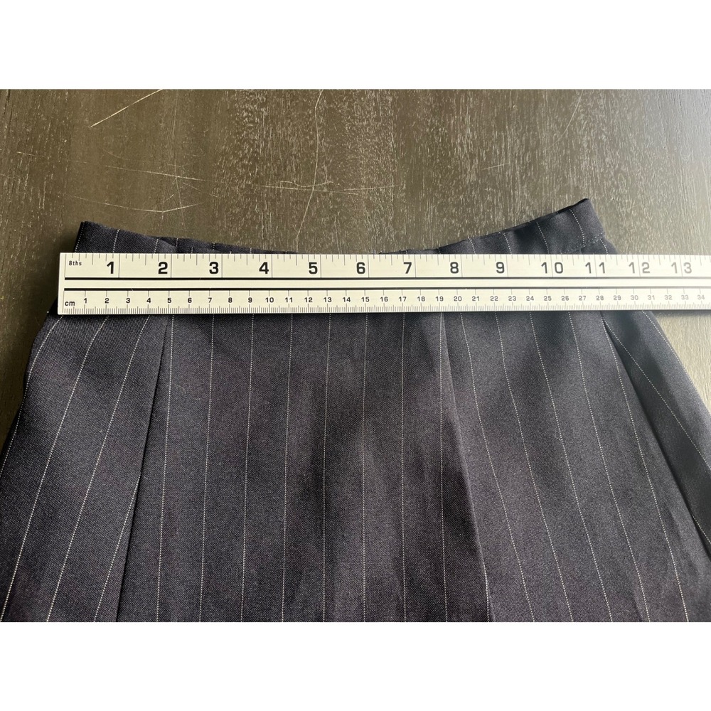 American‎ Apparel Womens XS Navy Blue Pinstripe High Waisted Pleated Mini Skirt - Picture 7 of 8